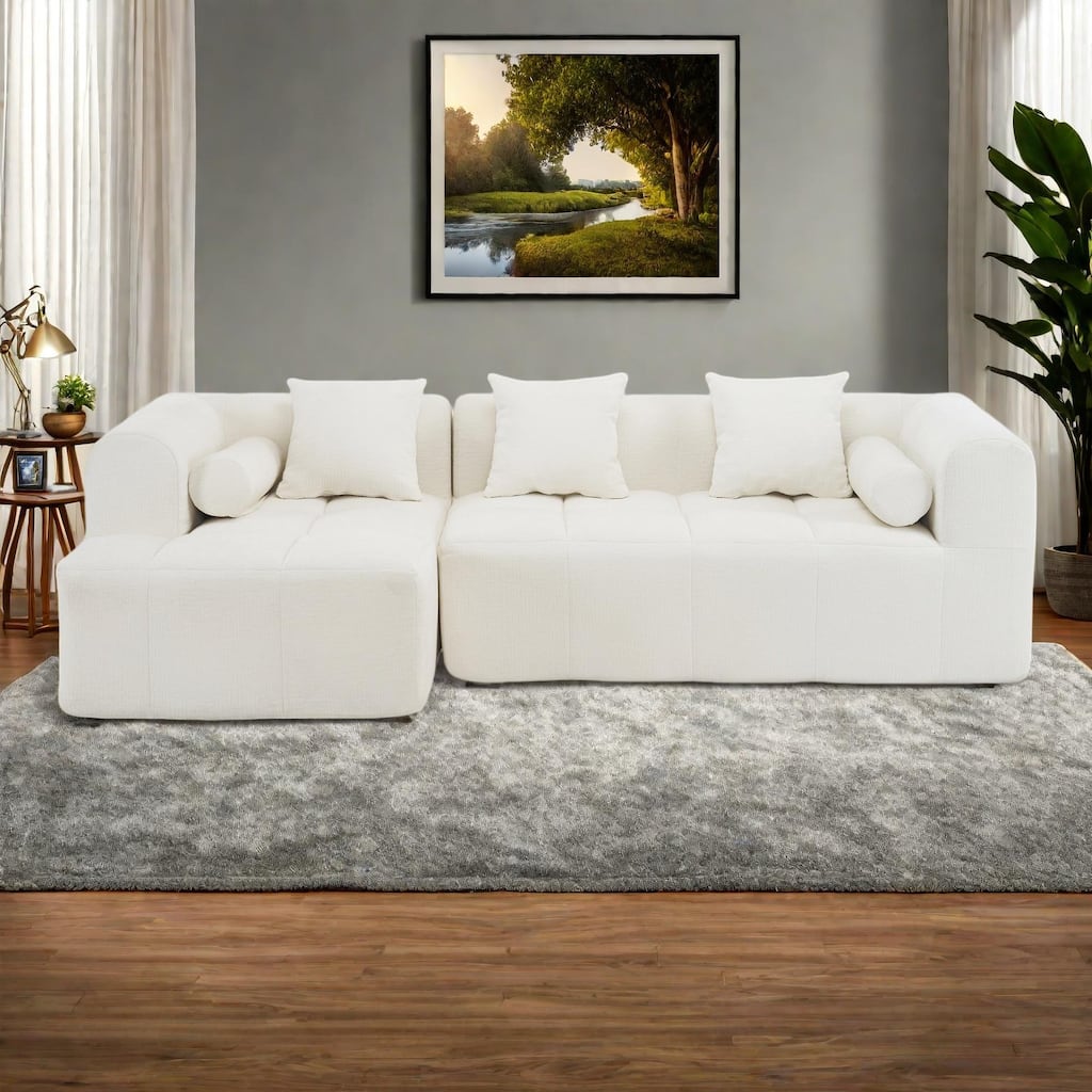 101.2" Chenille Modular Sectional Sofa with Deep Seating, Free-Combined Design and High-Density Foam Construction