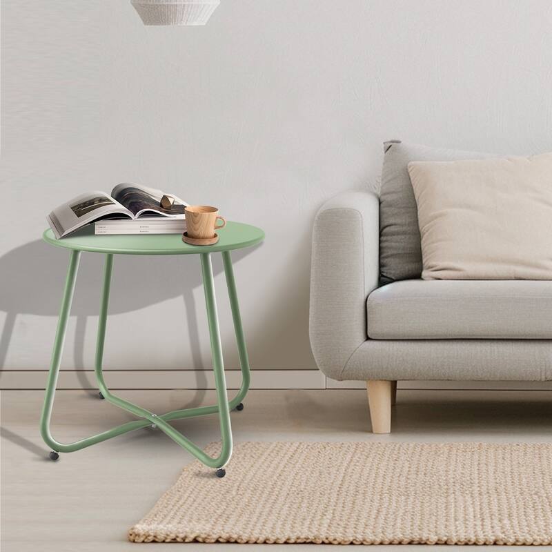 18 in. Small Round Side Table Outdoor Side Table Patio End Table