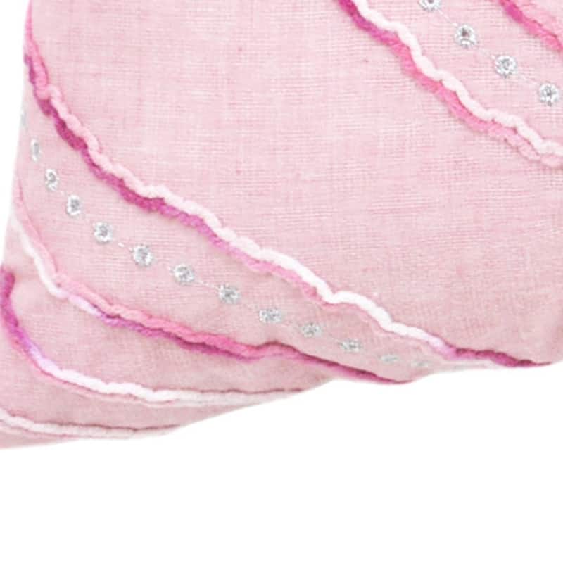 HomeRoots 13" X 20" Pink White And Silver Abstract Zippered Polyester Throw Pillow With Tassels