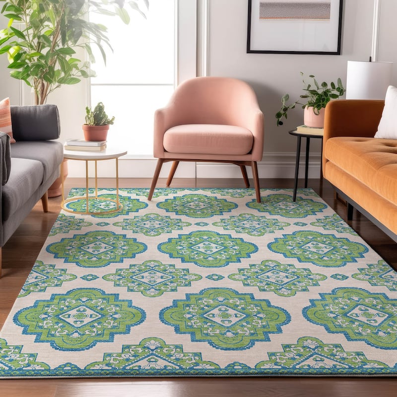 Premium Washable Super Soft Global Glam Mayfield Rug - Lime - 3' x 5'