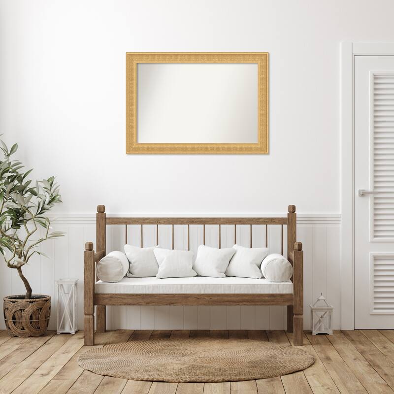 Trellis Non-Beveled Wood Framed Wall Mirror - Trellis Gold