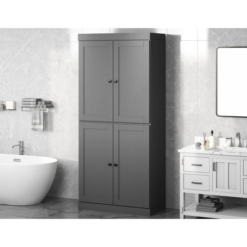 Palace Imports 100% Solid Wood 32" Bathroom Storage Cabinet with Shaker Doors and Adjustable Shelves - Gray