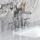 preview thumbnail 12 of 34, Kingston Brass Synchronous Two-Handle 3-Hole Deck Mount Widespread Bathroom Faucet with Brass Pop-Up Drain