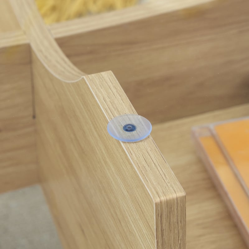 GDFStudio Elowen Tempered Glass Coffee Table with Wood Legs and Multi-Functional Design