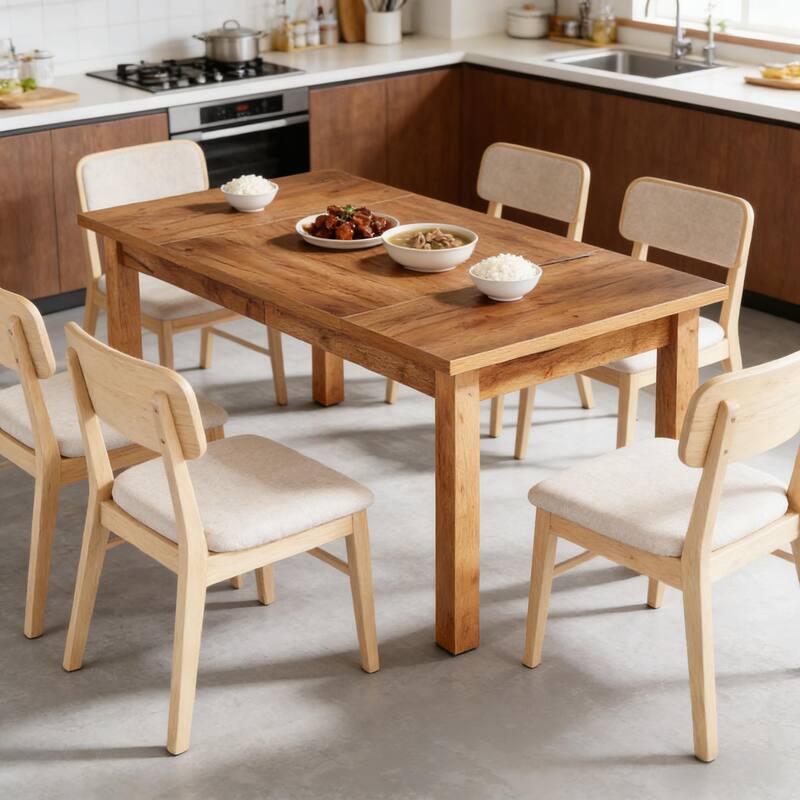 Dining Table for 6-8, Wood Meeting Table Coffee Table with Sturdy Legs, Large Kitchen Table Work Table