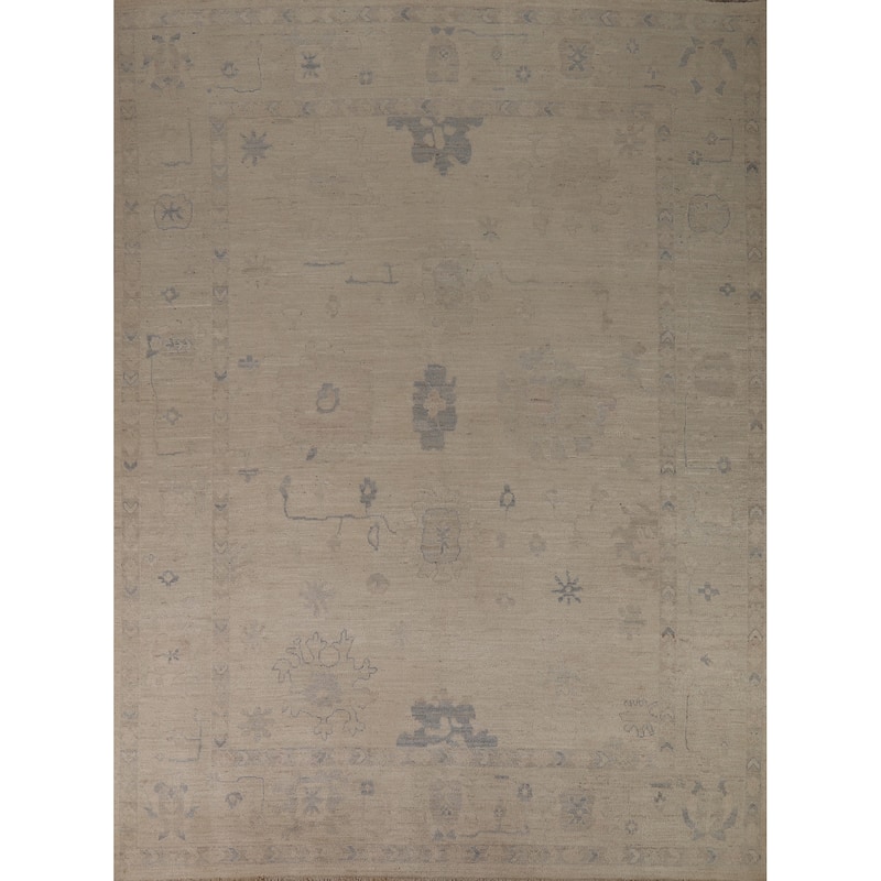 Vegetable Dye Oushak Turkish Rug Hand-Knotted Oriental Wool Carpet - 8'4"x 9'10"