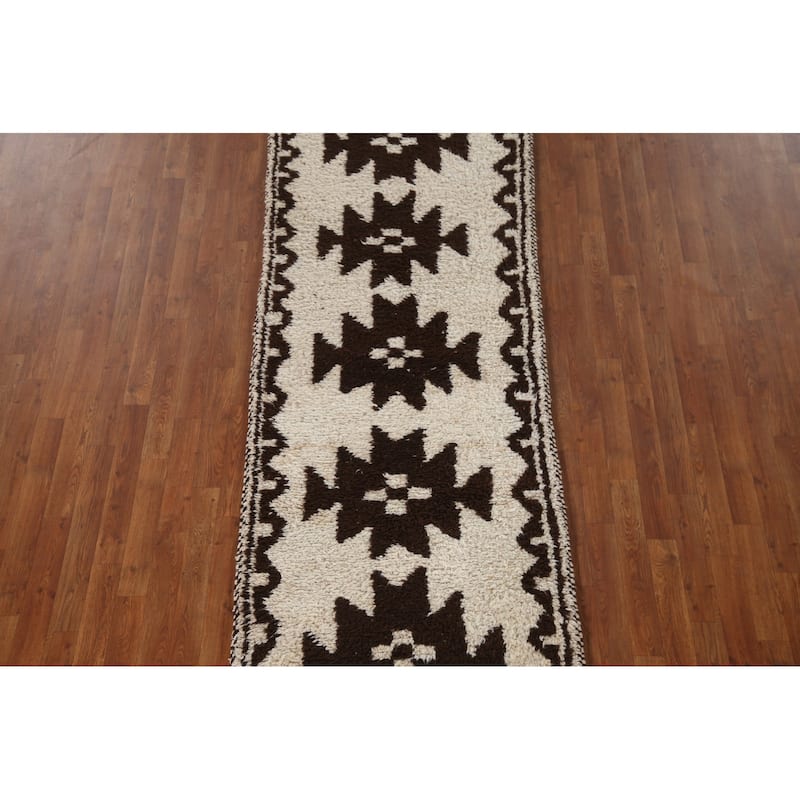 Natural Dye Kurdish Turkish Runner Rug Hand-knotted Wool Carpet - 3'4"x 11'4"