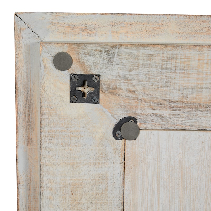 Wood Floral Handmade Intricately Carved Wall Mirror - Gray - Roche River Decor - 3"W x 36"L x 48"H