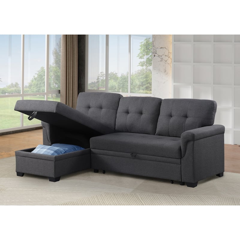 83.75" Modular Linen L-shaped Sectional Sofa with Hidden Storage