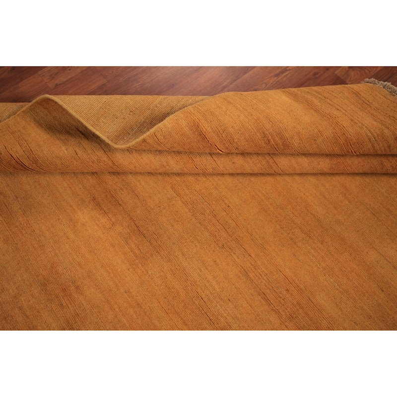 Orange Modern Gabbeh Oriental Area Rug Solid Handmade Wool Carpet - 5'4" x 7'9"