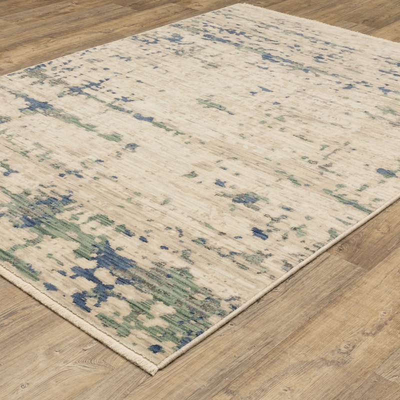 Style Haven Shiloh Abstract Shadows Beige/Green Wool Blend Area Rug