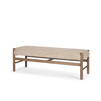 Tadi Rectangular Dark Brown Wood w/ Rug Seat Bench - 57.0L x 21.3W x 19.3H