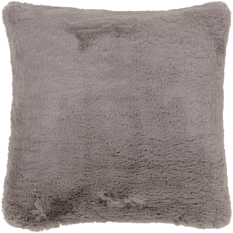 Lely Faux Fur 20-inch Poly or Feather Down Throw Pillow - Feather Down - Medium Grey