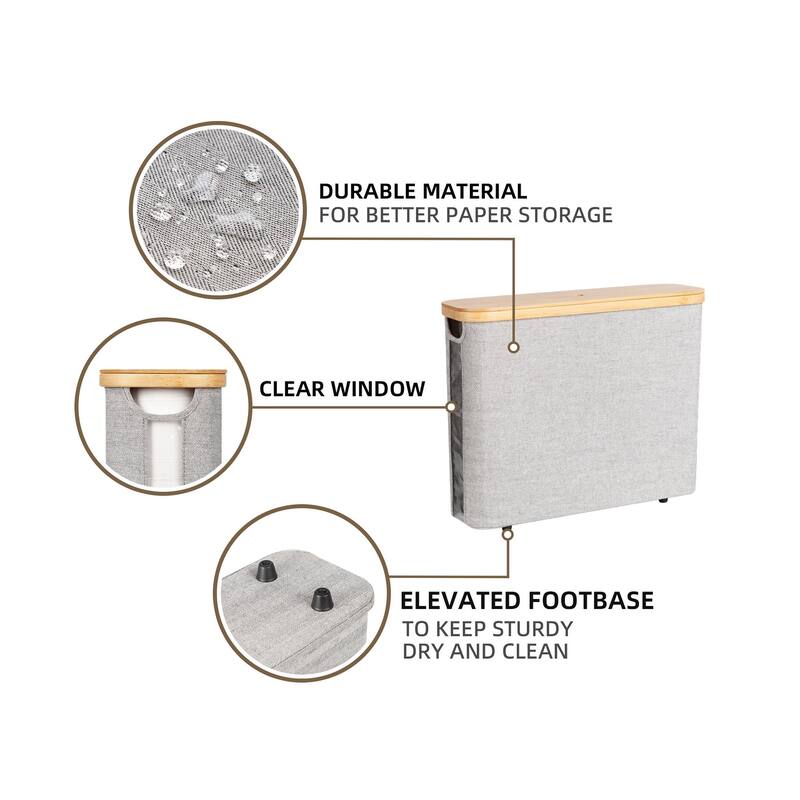 Freestanding Toilet Paper Holder for 9 Mega Rolls, Bathroom Storage Basket With Side Window - 17.5"L x 6"W x 13.75"H