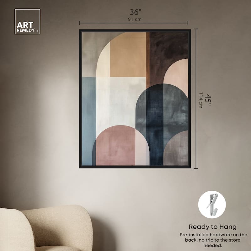 Art Remedy Lost In Transformation Framed Abstract Shapes 1 Piece Canvas Wall Art