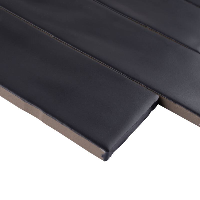 TileGen. Borgo 2.6" x 7.9" Porcelain in Matte Noir Black Wall & Floor Tile (56 tiles/7.76 sqft.)