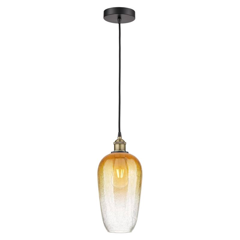 Innovations Lighting Endless Possibilities Edison - Brookhaven Flute - 1 Light 7" Cord Hung Mini Pendant - Black Antique Brass/Amber