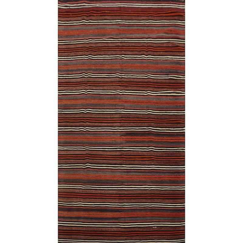 Hand Woven Oriental 100% Wool Carpet Southwestern Geometric Multi-Colored Kilim Area Rug - 8' 10'' X 4' 6''