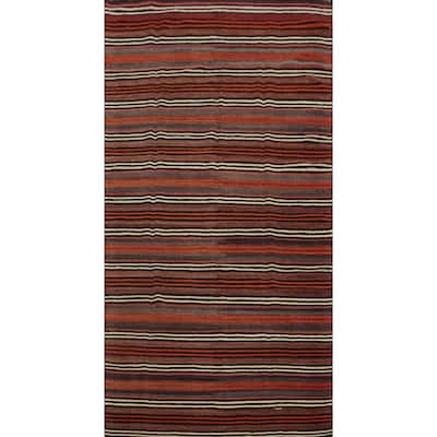 Hand Woven Oriental 100% Wool Carpet Southwestern Geometric Multi-Colored Kilim Area Rug - 8' 10'' X 4' 6''