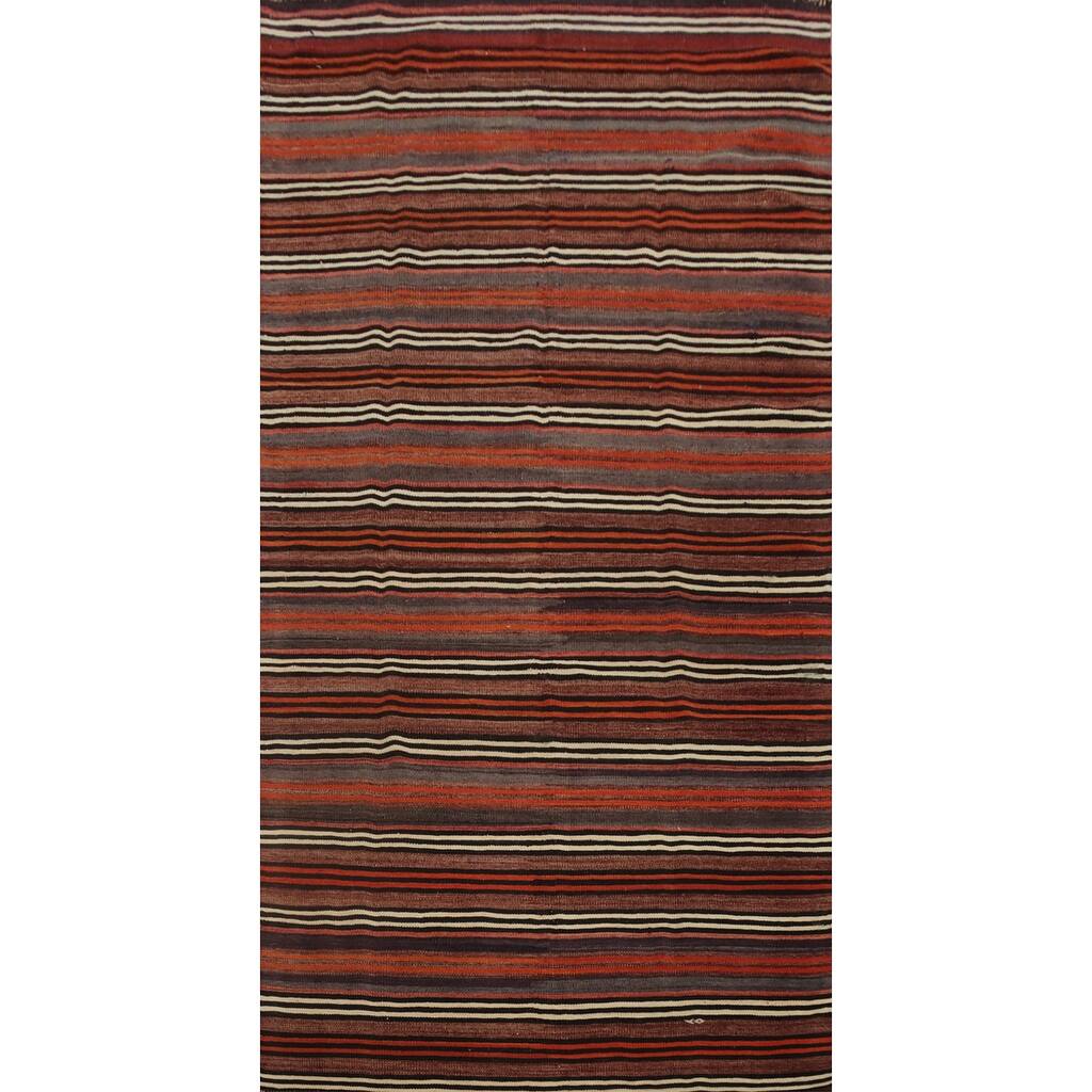 Hand Woven Oriental 100% Wool Carpet Southwestern Geometric Multi-Colored Kilim Area Rug - 8' 10'' X 4' 6''