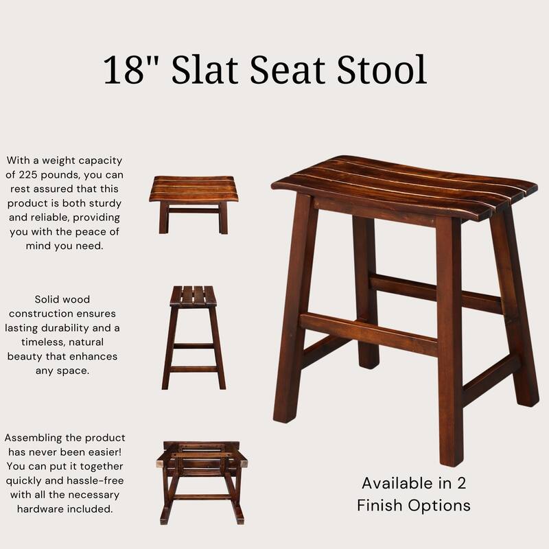 International Concepts Espresso Slat Seat Stool