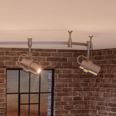 Luxury Modern LED Track Lighting, 12"H x 4.7"W, with Cinema Style, Swiveling Heads, Brushed Nickel Finish - 108