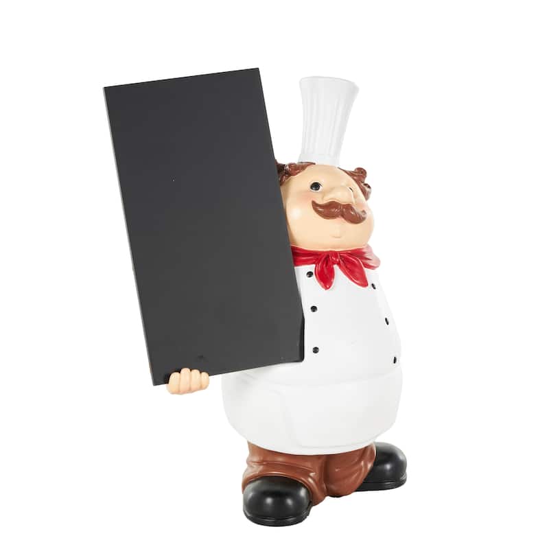 White Polystone Kitchen Decorative Figurine Chef Decorative Sculpture with Chalkboard
