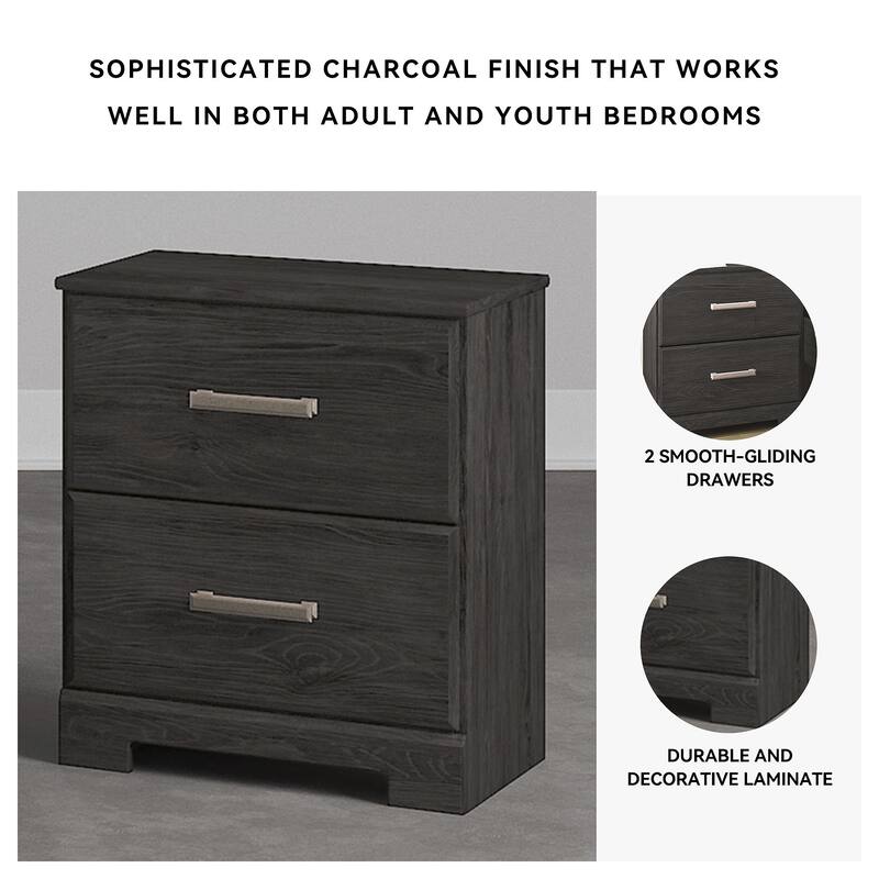 Belachime Black Two Drawer Nightstand