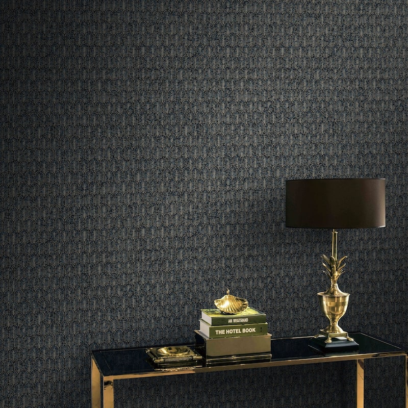 Galerie Wallcoverings Lustre Collection Geometric Arc Non-woven Shimmer Wallpaper Roll