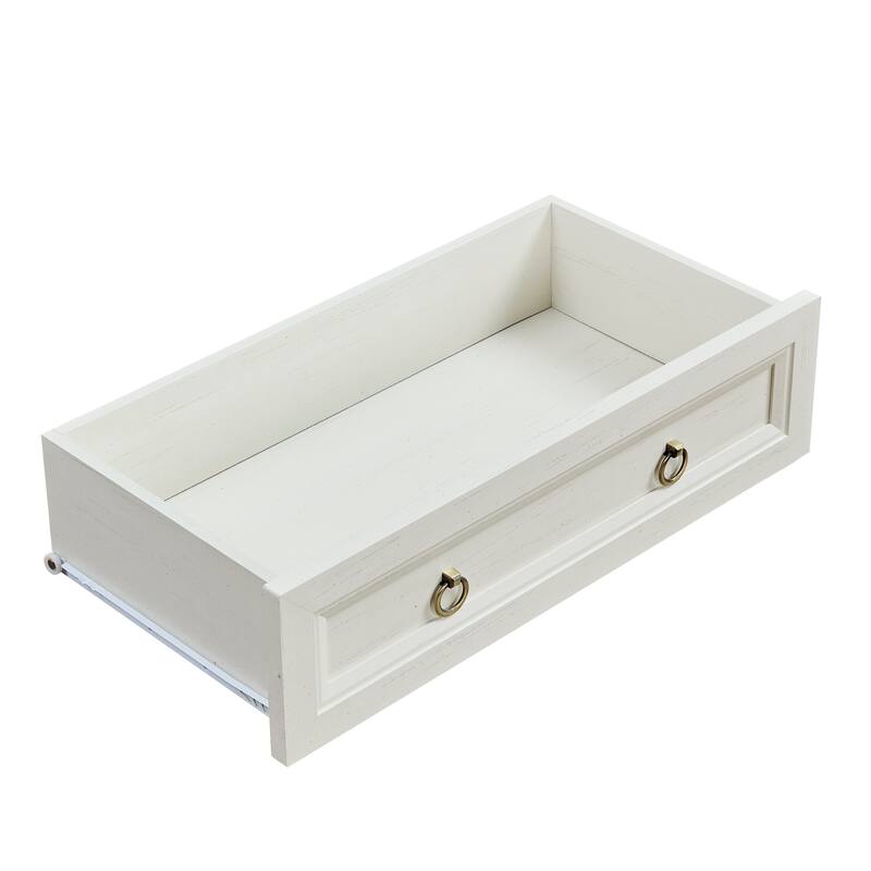 Farmhouse Style 5-Drawer Vertical Chest with Rustic Wood Wide Finish and Metal Ring Handle