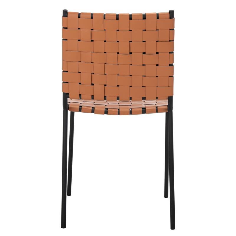 SAFAVIEH Marvel Woven Leather Dining Chair (Set of 2) - 17" W x 20.5" L x 33.8" H - 17"Wx21"Dx34"H