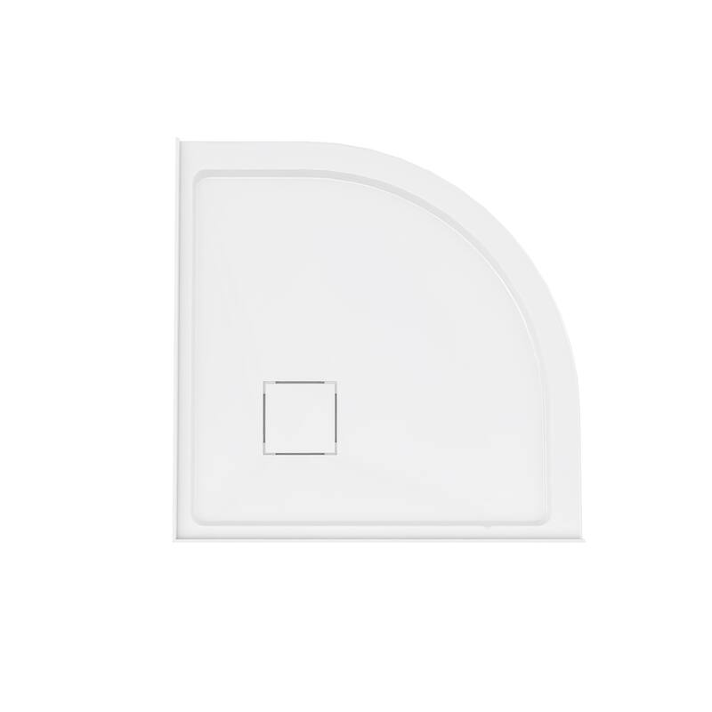 Marquette 32" X 32" Round Corner Double-Threshold Shower Pan Base With Center Drain In Glossy White - 32 x 32