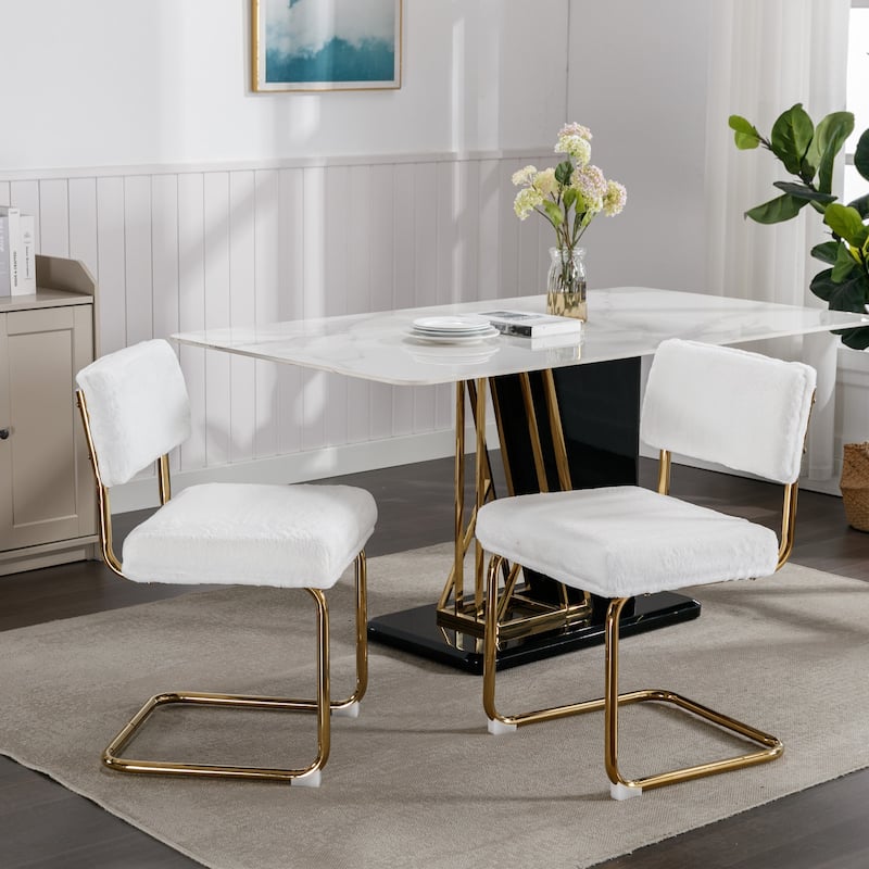 Set of 2 Modern Upholstered Accent Armless Tufted Dining Chairs