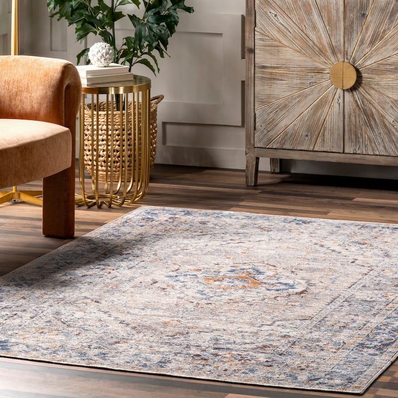 Nuloom Vintage SpinClean Medallion Machine Washable Area Rug