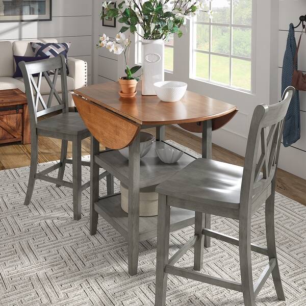 Eleanor Drop Leaf Round Counter Height Dining Set By Inspire Q Classic Overstock 30932098