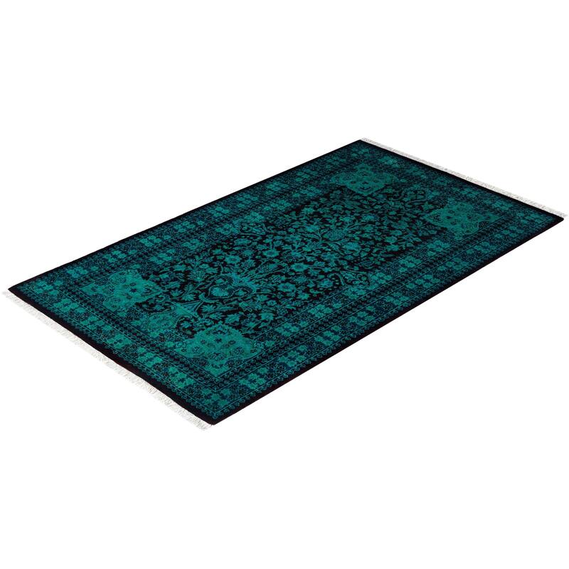 Overdyed One-of-a-Kind Hand-Knotted Area Rug - Green - 3' 1" x 5' 2"