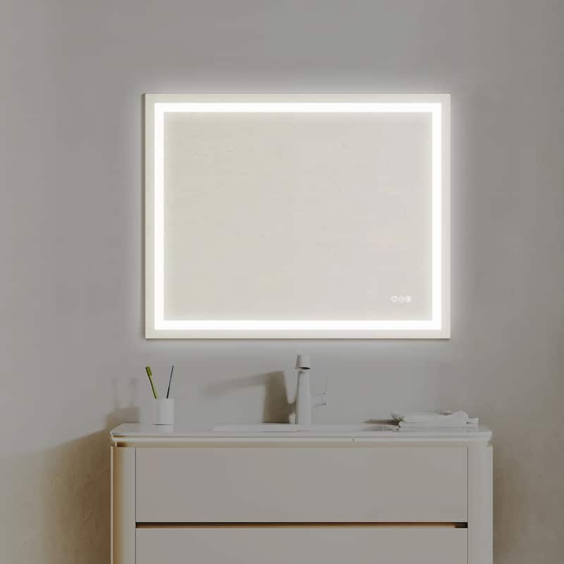 Topcraft Frameless Eco-Friendly Silver Mirror with Dual LED Strip Lighting