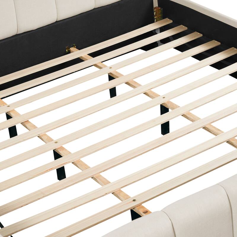 Christopher Knight Home - Elowen Modern Upholstered Bed Frame with Thick Padded Headboard