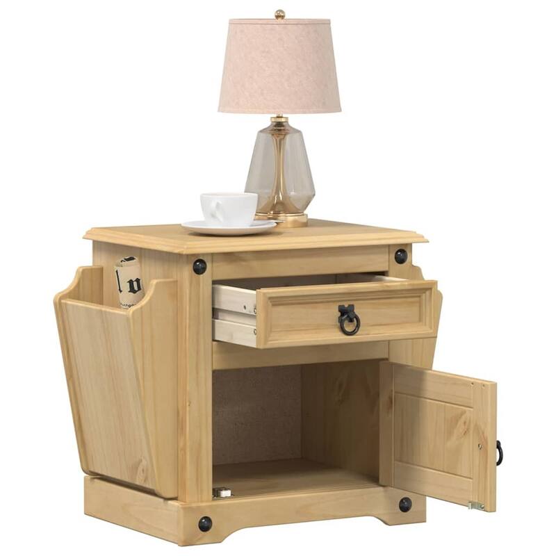 vidaXL Bedside Cabinet Honey Brown Solid pine wood Compact