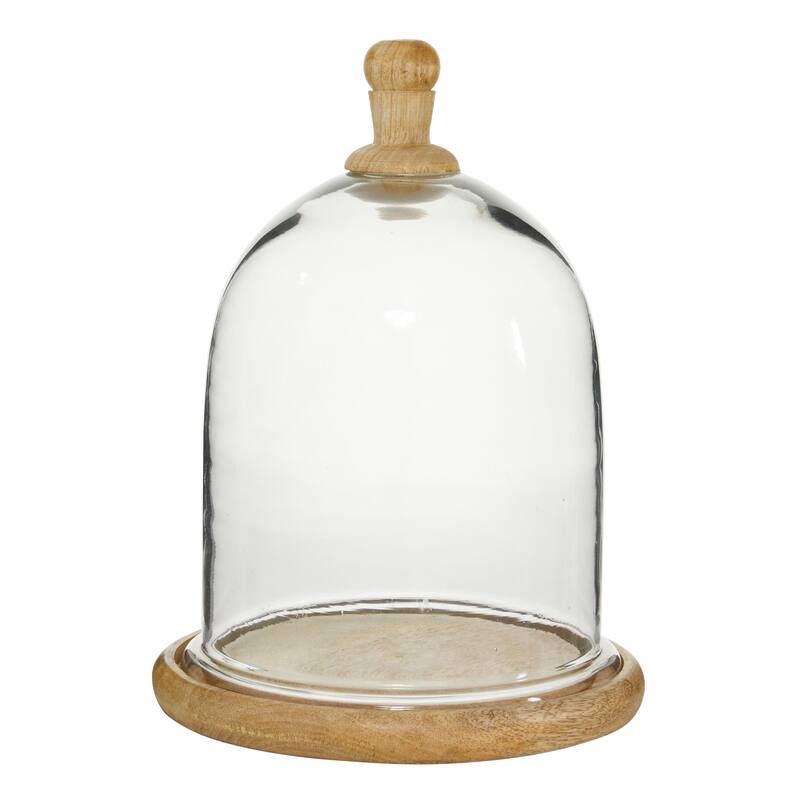 Glass Cake Stand with Glass Lid - Brown - Roche River Decor - Brown