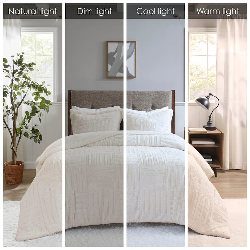 Madison Park Polar Ivory Fur Down Alternative Comforter Set