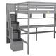 preview thumbnail 8 of 16, Full Size Loft Bed with Display Stand Desk Underneath, Wood High Loft Bed Frame with Storage Staircase and Storage Shelves