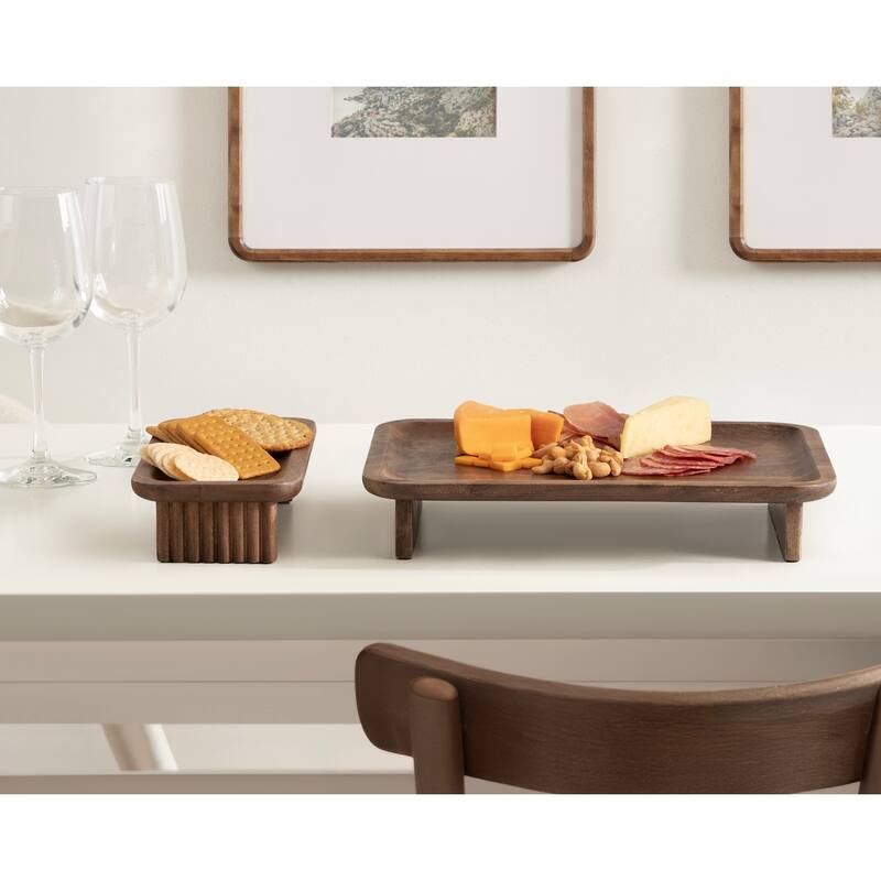 Kate and Laurel Risecroft Ribbed Tray Set - 2 Piece