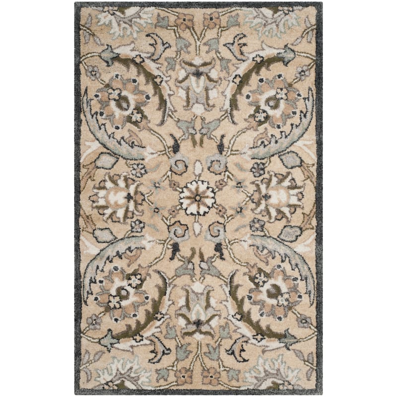 SAFAVIEH Handmade Bella Faith Modern Floral Wool Rug - 2'6" x 4' - Beige/Multi - Rectangle