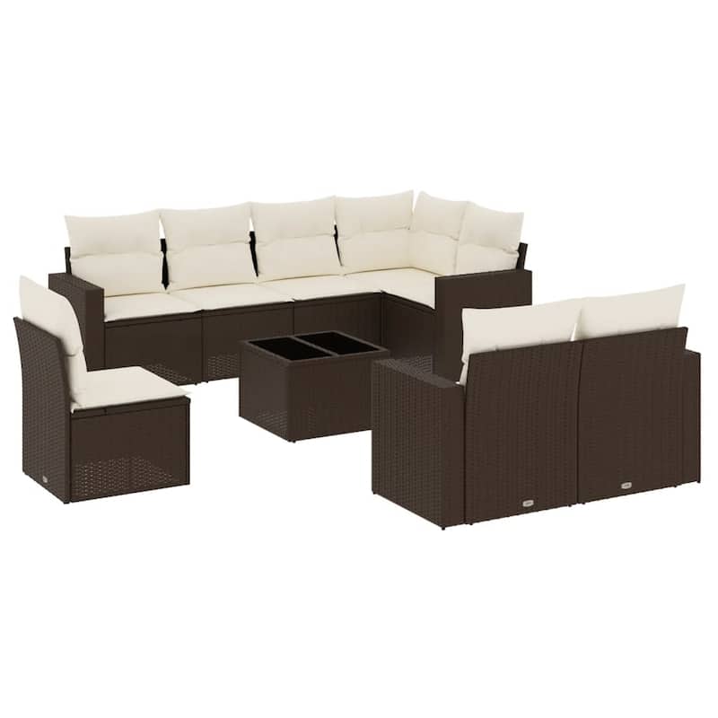 vidaXL Garden Sofa Set Brown - 21.7 x 21.7 x 14.6