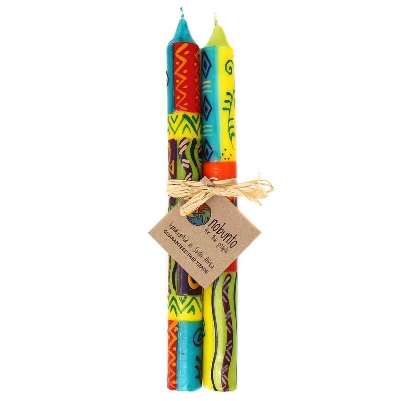 Unscented Hand-Painted Dinner Candles, Set of 2