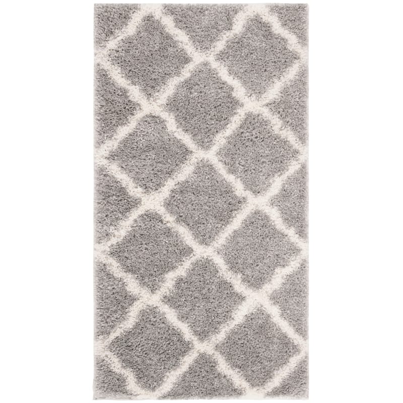 SAFAVIEH Parma Shag Salina Trellis 1.2-inch Thick Rug - 2' x 3' - Grey/Cream