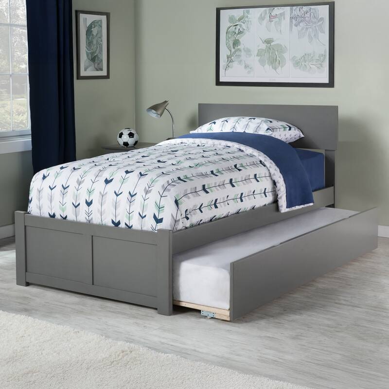 AFI Orlando Platform Bed with Footboard & Twin XL Trundle - Grey - Twin XL