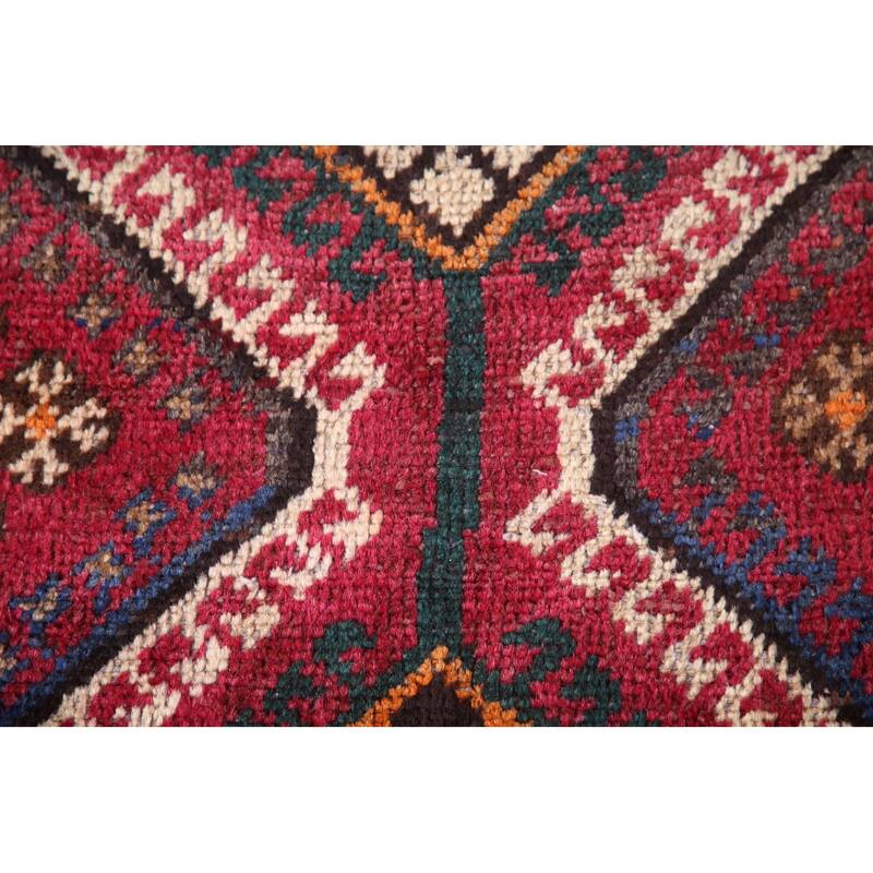 Geometric Bakhtiari Persian Vintage Area Rug Hand-knotted Wool Carpet - 4'2"x 7'3"