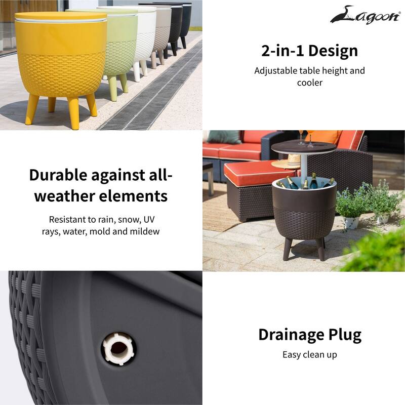 Lagoon Cancun Resin All Weather 2-In-1 Side Table and Cooler